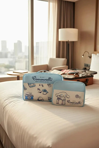Miniso Sanrio Lisanslı Cinnamoroll Seyahat Çantası Seti 2 Adet