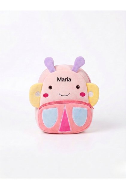 Rucsac copii personalizat „Maria” – ghiozdan pluș moale, design simpatic, ideal grădiniță & plimbări, CADOU
