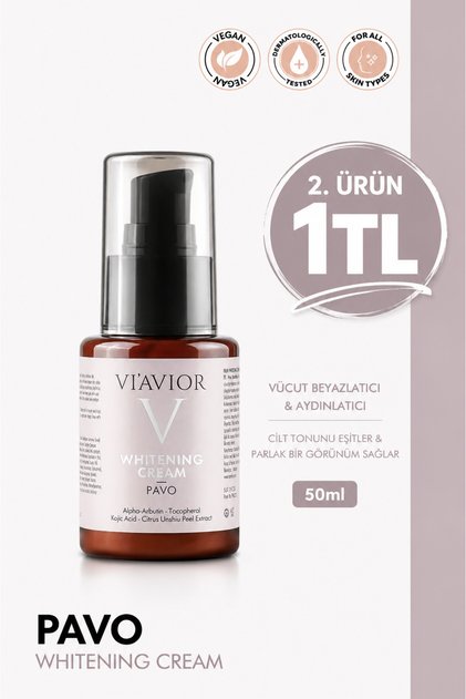 Pavo Whitening Vücut Leke Kremi Vegan Cilt Beyazlatıcı Ton Eşitleyici Aydınlatıcı 50ml