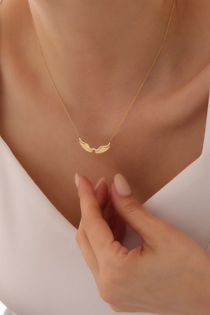 925 Ayar Gold Kaplamalı Melek Kanadı Gümüş Kolye