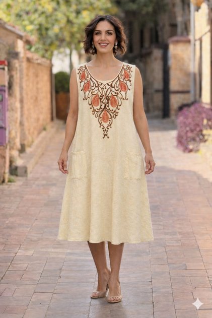 Ivy Embroidered Linen Dress