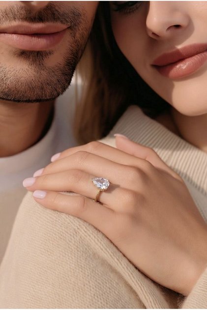 Single Stone Adjustable Zircon Stone Ring
