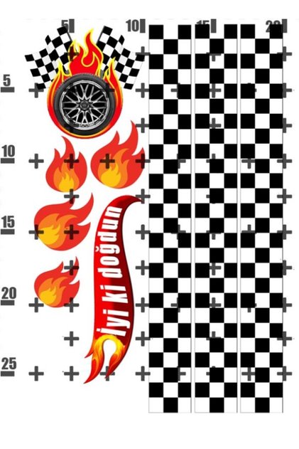 Yenilebilir Şeker Kağıt Wheels Temalı Pasta Süsleme