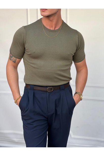 High Quality Slim Fit Knit Fabric Tshirt
