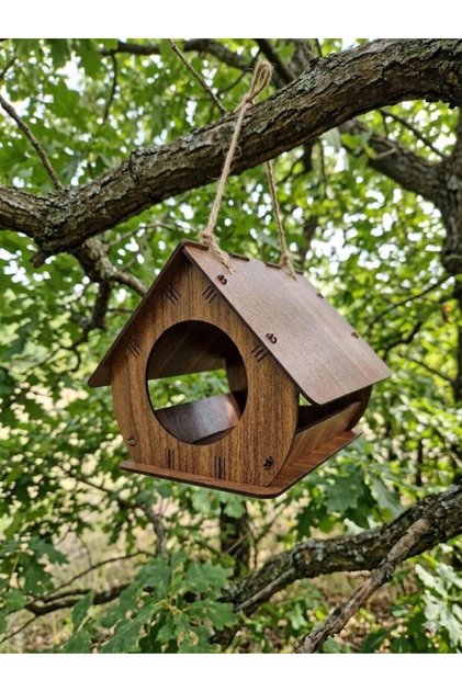 Wooden Walnut Color Bird Nest House 20 cm X 15 cm X 15 cm