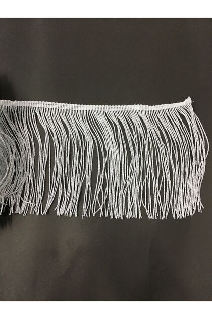 Tassel Fringe Silver Glitter White 30 cm 1 Meter
