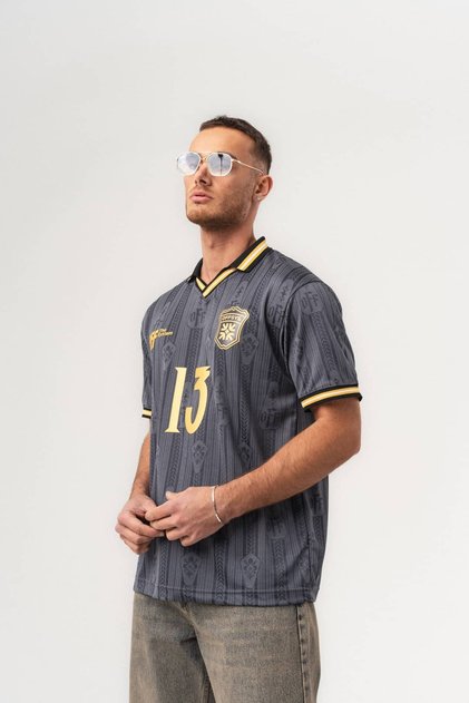 No 13 Jersey Polo Neck Oversize Jersey T-Shirt
