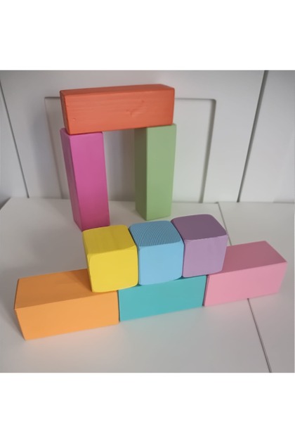 Montessori Colorful Wooden Balance and Building Blocks (Creative Construction Game)