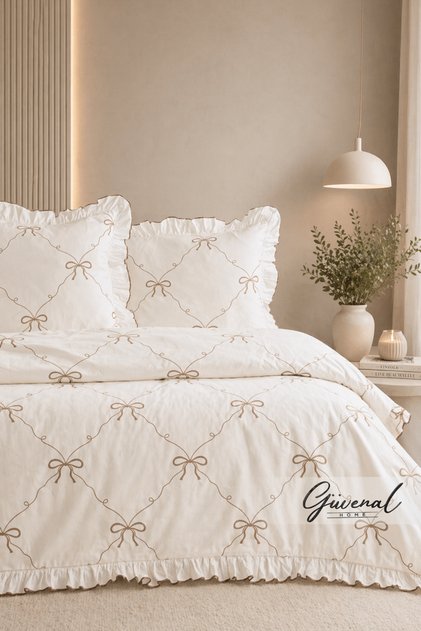 Queen Ruffled Double 100% Cotton Ranforce Duvet Cover Set | Bedspread | Pillowcase | Duvet Cover | Dowry