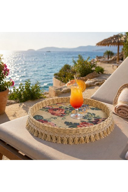 Rattan Tepsi Plaj Yazlık Otel Kafe Sunumlukları