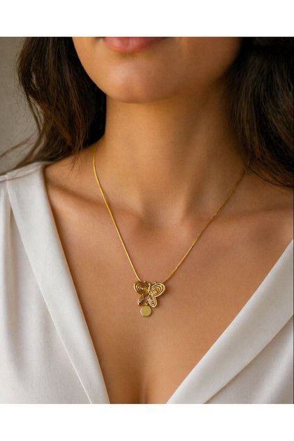 Steel Gold Color Füsun Necklace Model Women's Necklace