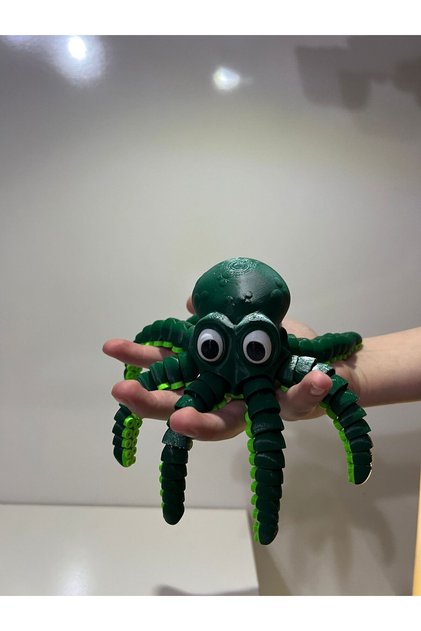Setra 3D Studio Setra 3D Hareketli Mafsallı Dev Ahtapot - 17.5 cm Büyük Boy - Yeşil Renk Antistres Figü