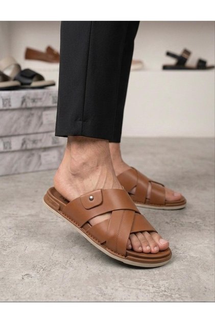 100% Genuine Leather Men's Summer Orthopedic Casual Flexible Sole Comfortable New Season Slippers Sandals 40-45