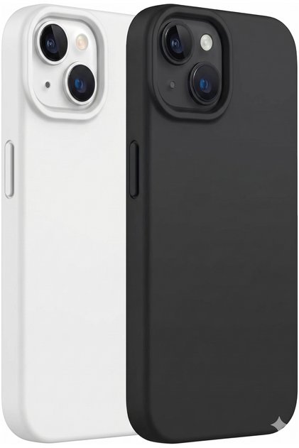 iPhone 13/14/15 Compatible Silicone Case Set Black-White