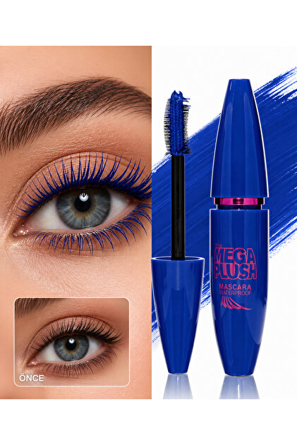 MAQYA KOZMETİK Mega Plush Mavi/Lacivert Maskara Waterproof / Suya