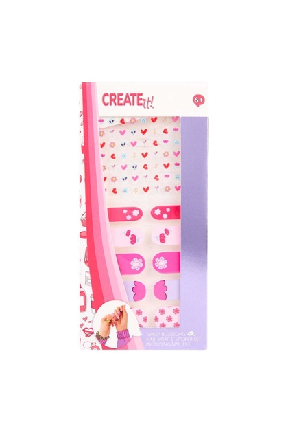 Set creativ pentru manichiura, Stickere, Nail Wrap si pila de unghii, Pentru copii, Multicolor
