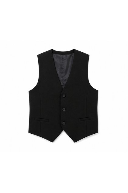Boy's Black Classic Vest with Buttons – Ages 5-13
