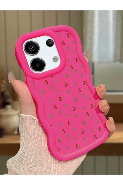 Redmi Note 13 Pro 5g Compatible Shockproof Simple Red Silicone Phone Case Cover Flower Pattern
