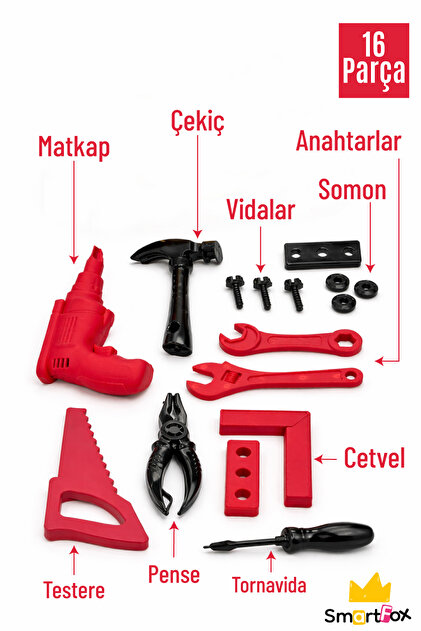 Smartfox Matkaplı Eğitici Çocuk Oyuncak Tamir Çantası 16 Parça