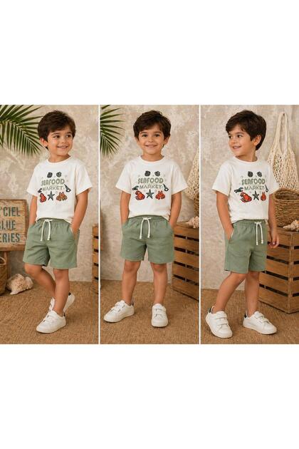 Boy's Sea Food Printed Shorts Underwear Set