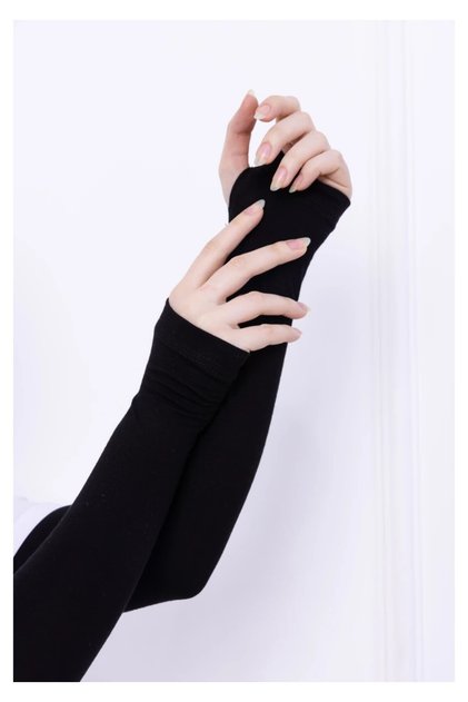 Finger Snap Lycra Sleeves Black - Women's Hijab Plain Prayer Sleeves 1 Pair Viscose Hijab