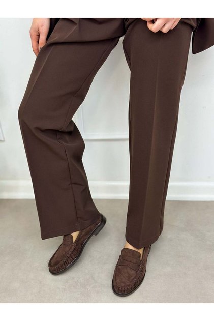 Brown Suede (Barry) Women's Loafer with Saraç Detail and Flat Sole