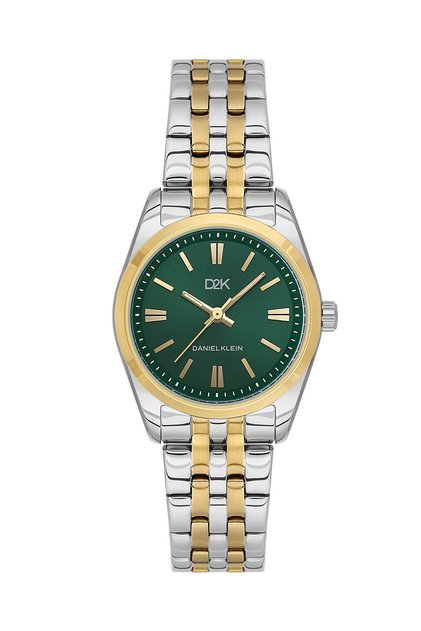 Kadın Kol Saati 30 mm Çift Renk Çelik Kordon Yeşil Kadran Quartz 3 ATM Su Geçirmez Şık Tasarım