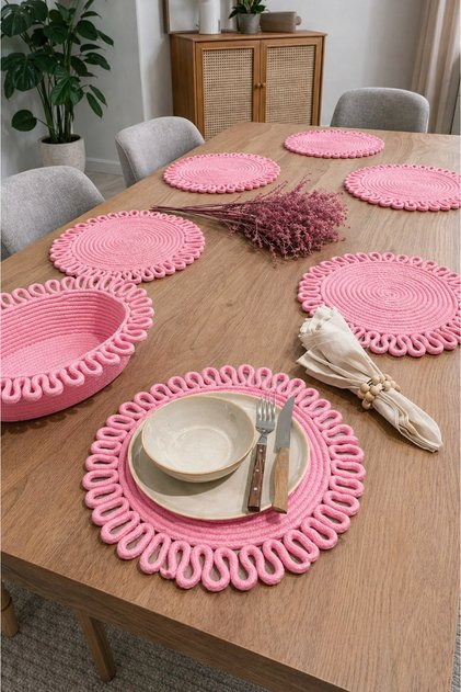 Galaxy Modern Jute Plate and Bread Bowl set of 7