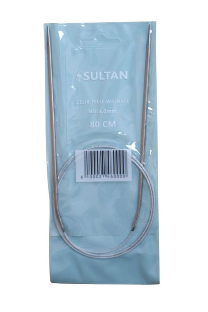 Çelik Telli Misinalı Şiş Numara 3 ( 3,0 mm) 80 cm (iki şiş arasi ölçüsü 80 cm'dir.)