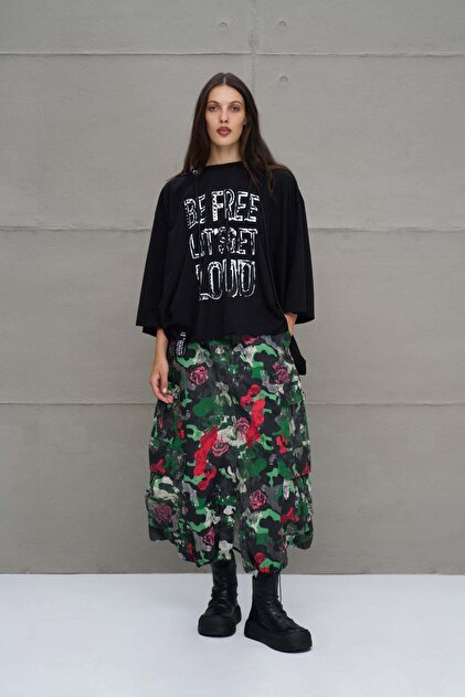 Black Asymmetrical Oversize Hooded T-Shirt 18042