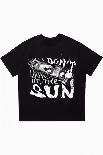 Blind to the Light Printed Black Oversize Crew Neck T-Shirt