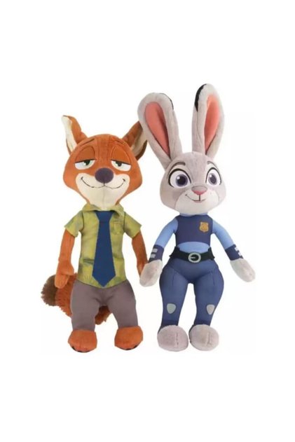 Set jucarii de plus Zootropolis, Zootopia,Iepurasul Judy si Vulpea Nick, multicolor, 35 cm