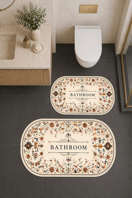 Digital Printing Modern Patterned Modern Bathroom Rug Double Bath Mat (40Cmx60Cm) and (60Cmx100Cm)