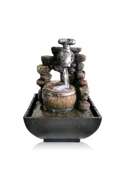 Modern Tabletop Water Fountain with LED Light, Quiet Pump, Decorative Indoor Zen Fountain