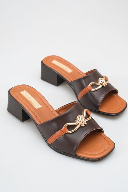 S170 Women's Knot Buckle Low Heel Slippers Stylish and Comfortable Daily Slippers