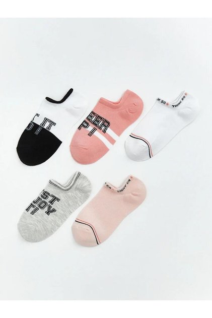 Patterned Girls' Booties Socks 5-Pack (S6)