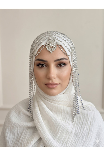taşlı sallantılı alınlıklı saç aksesuarı Gelin,Kına,Nişan,Söz,After,Bride,Party