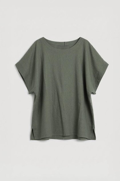 Keten Karışım Oversize Bluz
