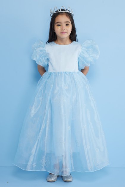 Blue Snowflake Tulle Skirt Girls' Dress - Elsa