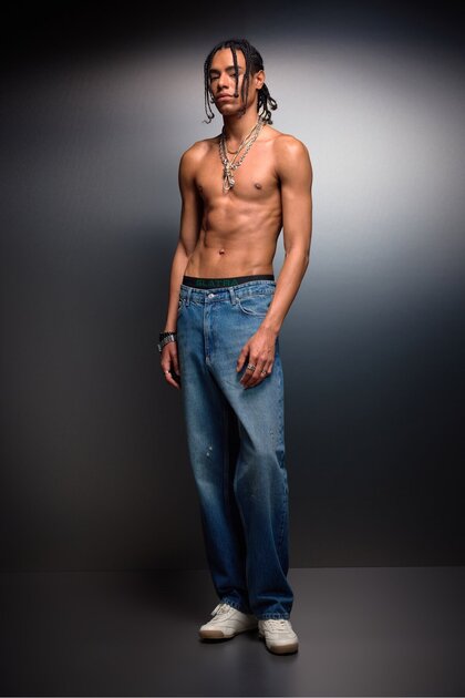 Men's Vintage Blue Straight Denim Trousers