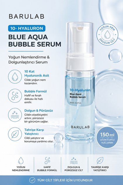 10-Hyaluronic Acid Blue Aqua Bubble Serum - Mavi Kabarcık Serumu 150ml