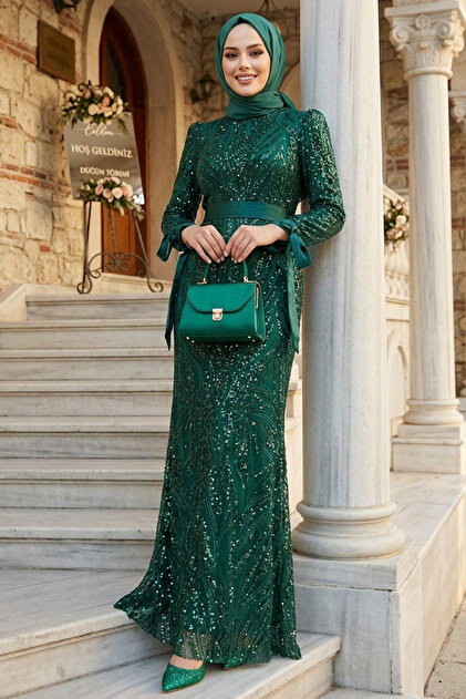 sequin hijab dress Julude Black Women's Tulle Sequin Sequin Bead Embroidered Hijab Evening  Dress- Trendyol