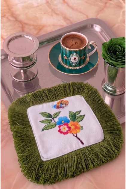 Coffee-Colored Fabric Presentation Napkin | Tasseled Presentation Napkin