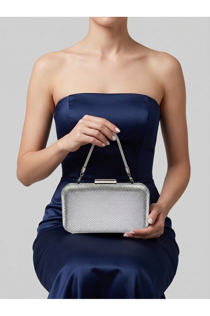 Silver Gray Lame Color Laser Snake Pattern Evening Dress Bag Night Wedding Wedding Engagement Graduation Portfolio