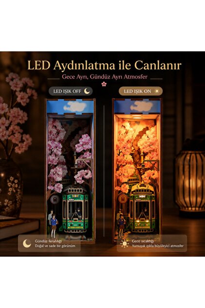 Emirgan Sakura Seyahati – Mini Ahşap Book Nook – Kendin Yap Japon