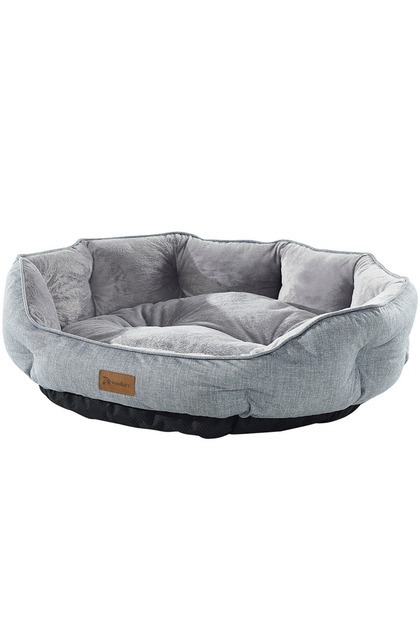 Pat de lux pentru pisici/câini, bază antiderapantă, material certificat, lavabil, Gri