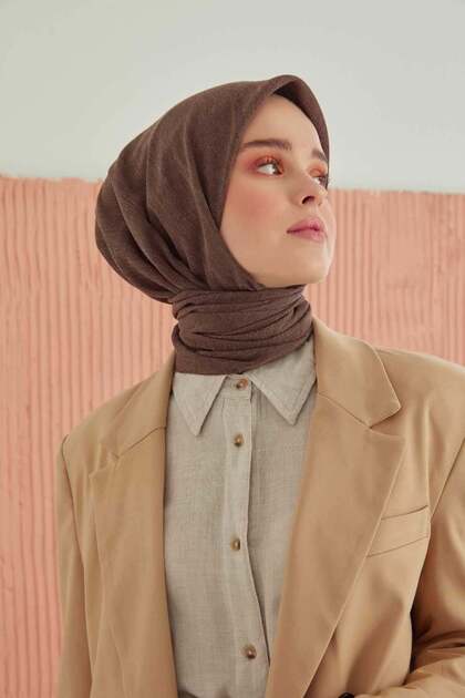 Miray Plain Cotton Scarf - Bitter Brown