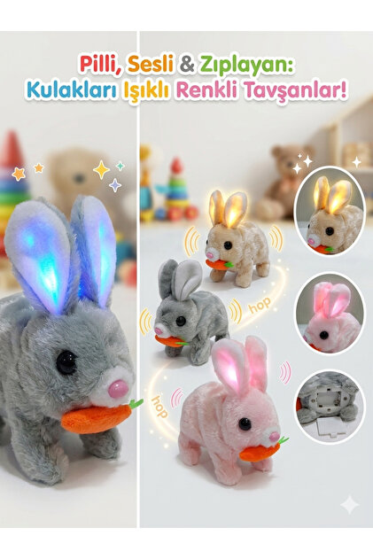 AYFİLEM Peluş Oyuncak Tavşan Sesli Zıplayan Işıklı - Fiyatı, Yorumları