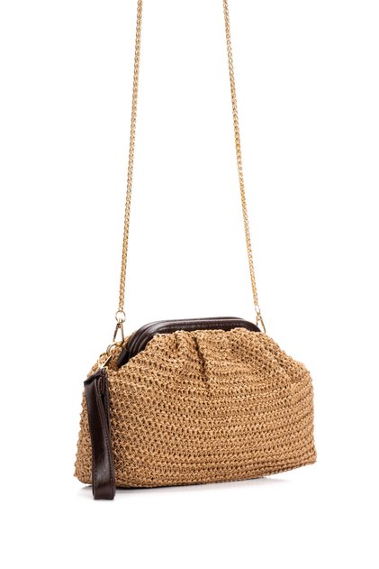 Women's Scholarship Straw Bag Portfolio Clutch Shoulder Bag Straw Bag with Hand and Shoulder Strap