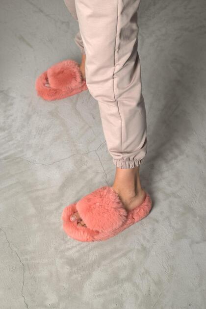 Women's Salmon Extra Soft Furry House Slippers 3cm Bynd01